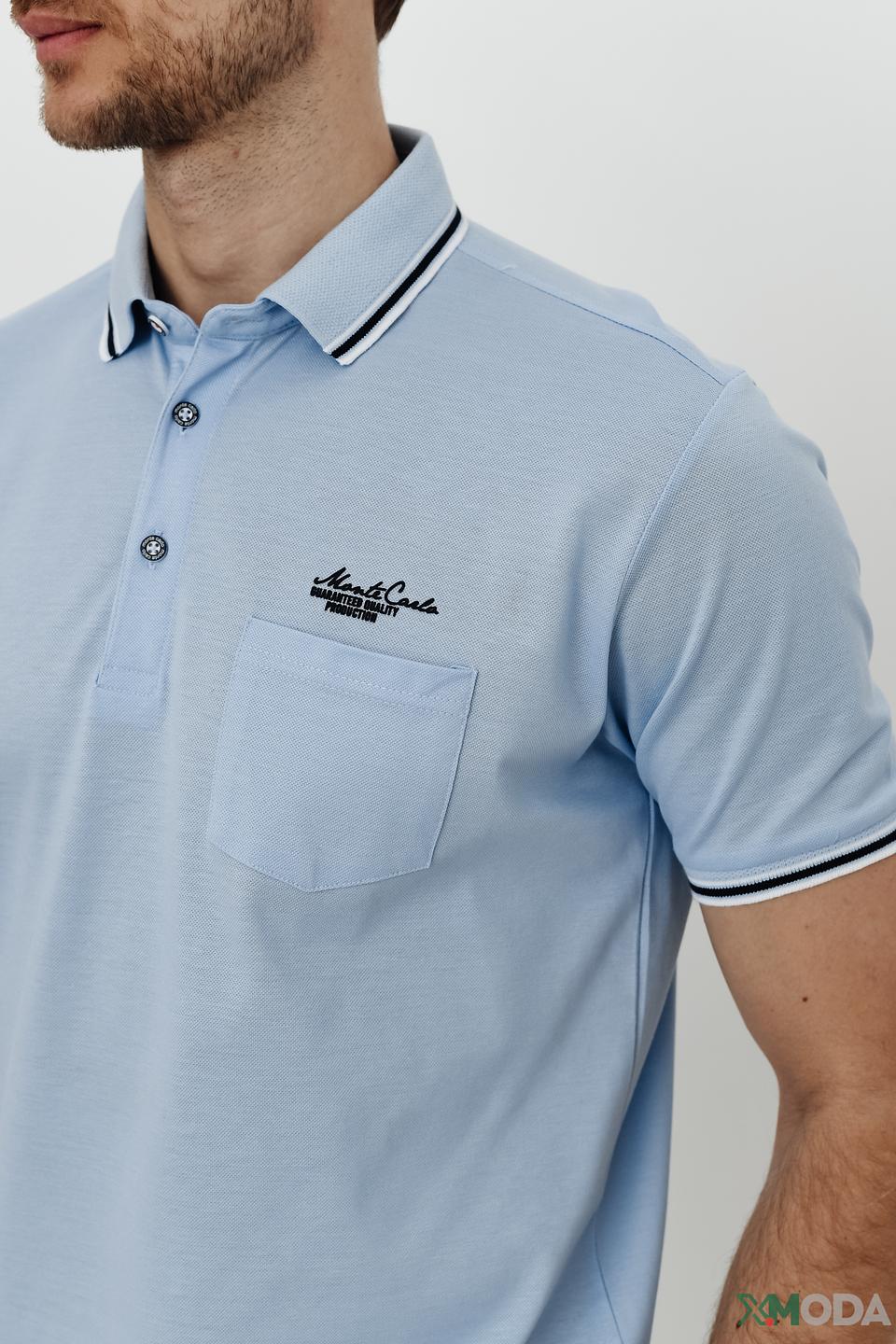 Поло Monte Carlo голубое с полоской
