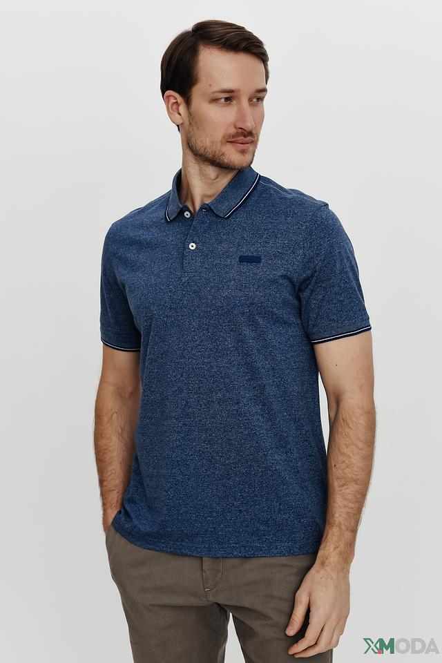 Поло Bugatti мужское синее с меланжем