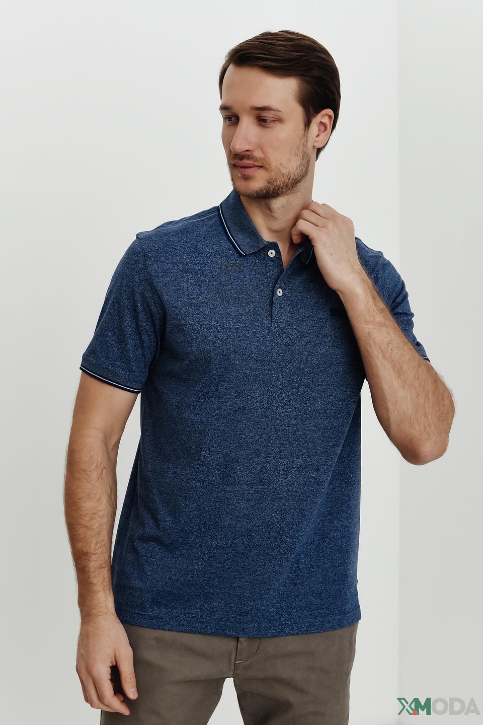 Поло Bugatti мужское синее с меланжем