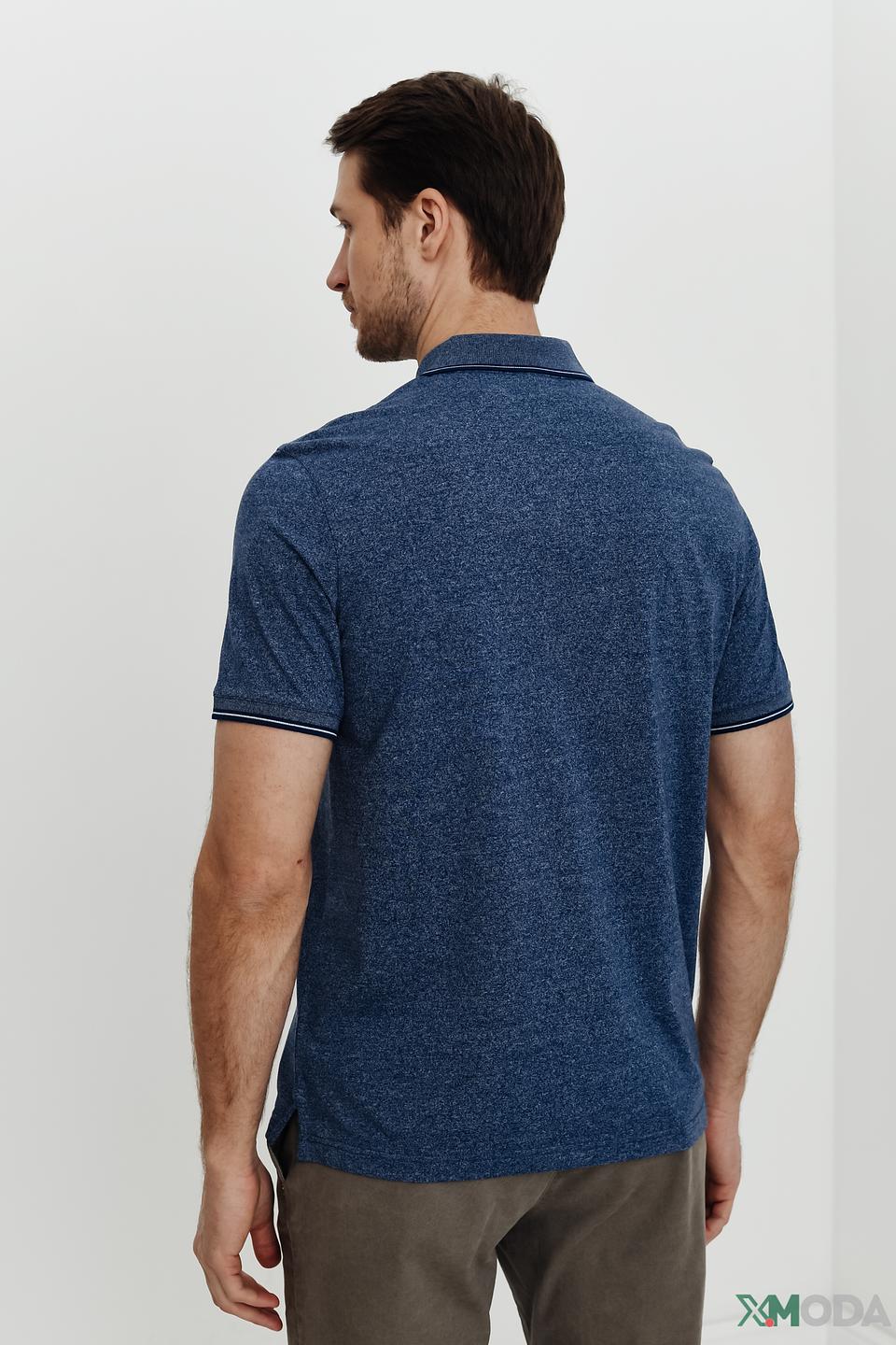 Поло Bugatti мужское синее с меланжем