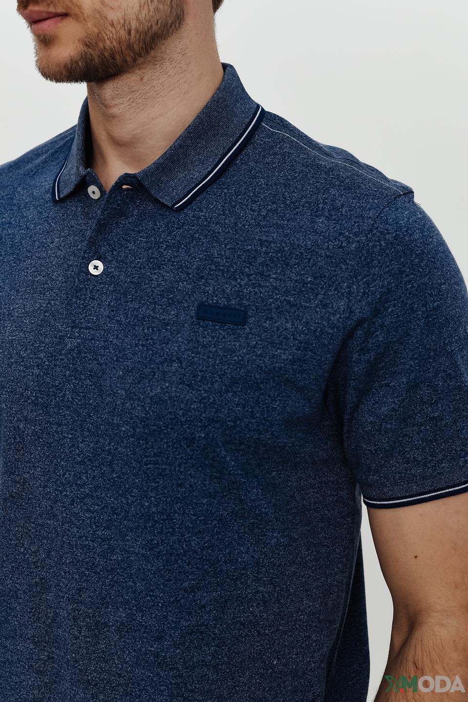 Поло Bugatti мужское синее с меланжем