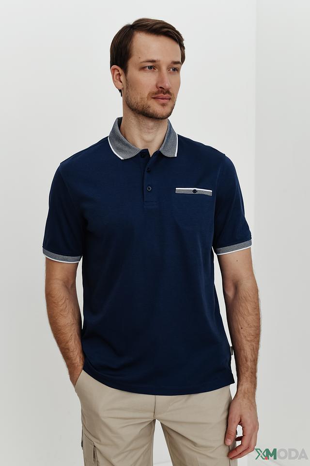 Поло Bugatti темно-синее с серым