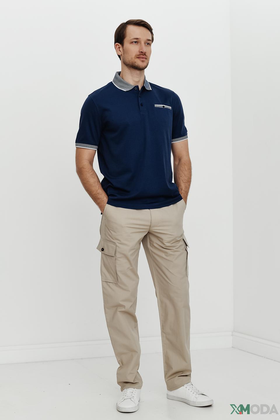 Поло Bugatti темно-синее с серым