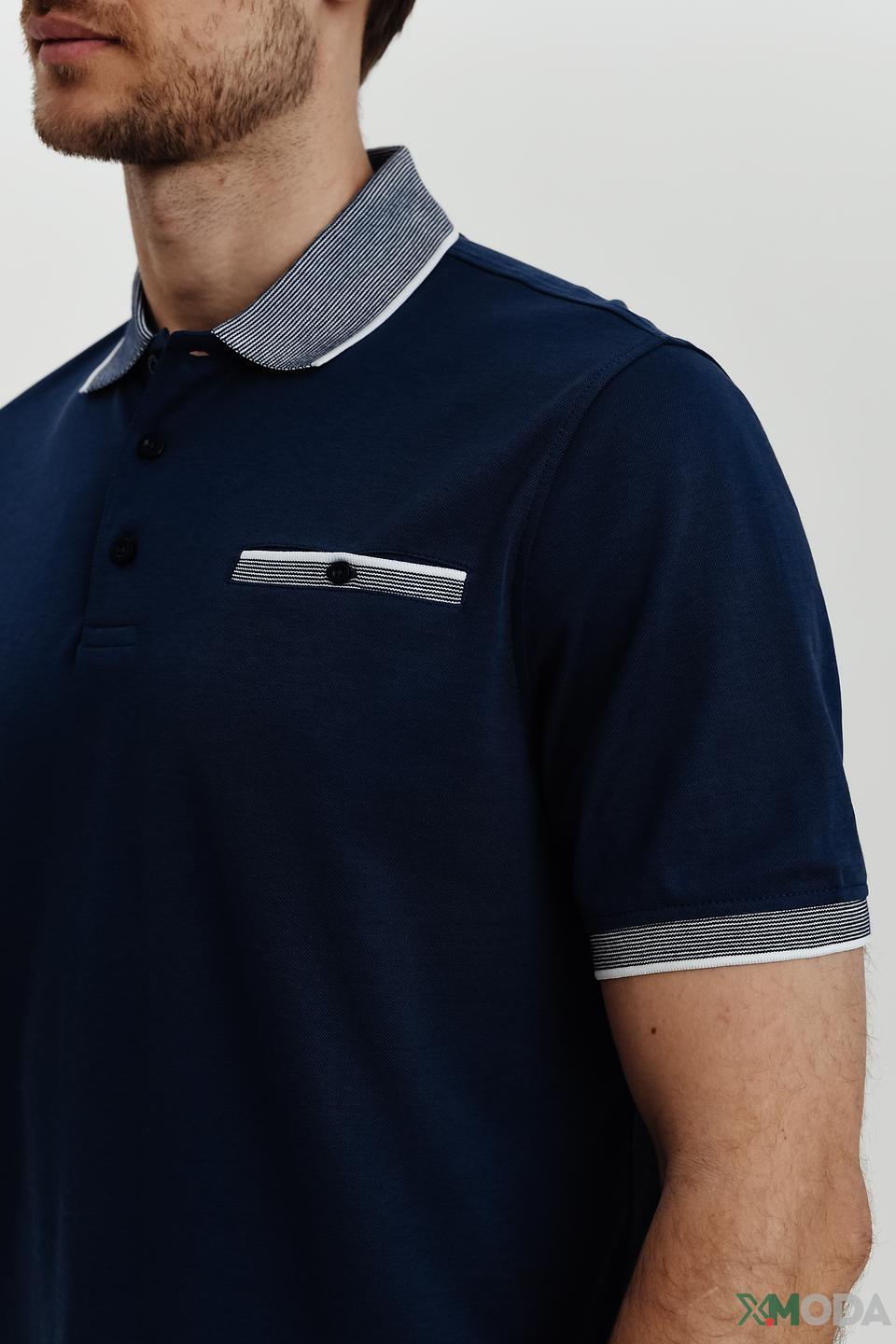 Поло Bugatti темно-синее с серым