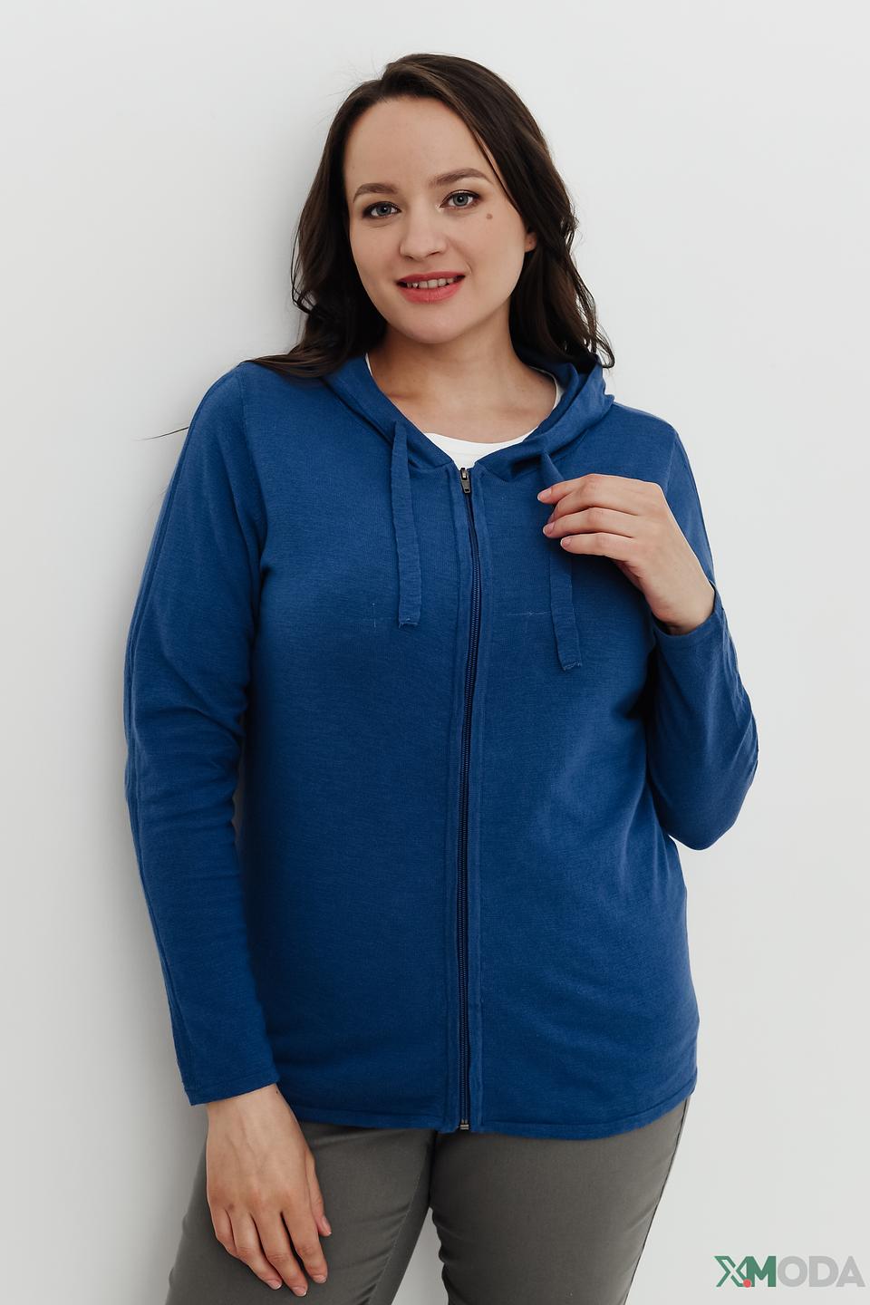 Жакет Lebek с капюшоном синий