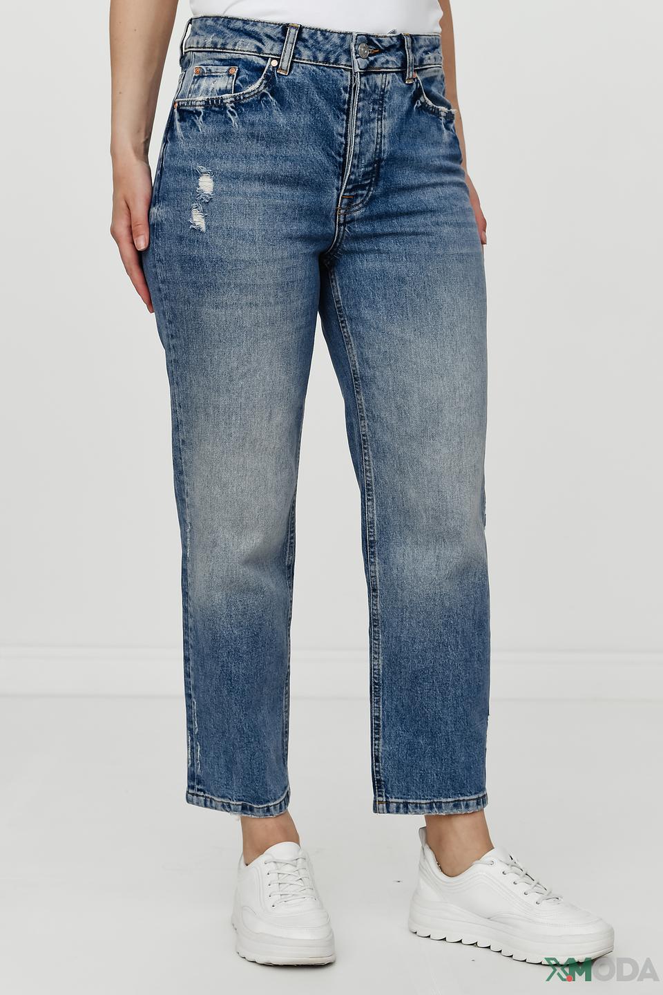 Джинсы Oui с потертостями голубые