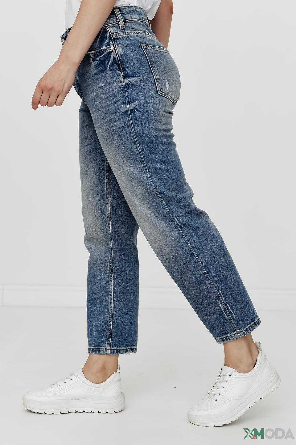 Джинсы Oui с потертостями голубые