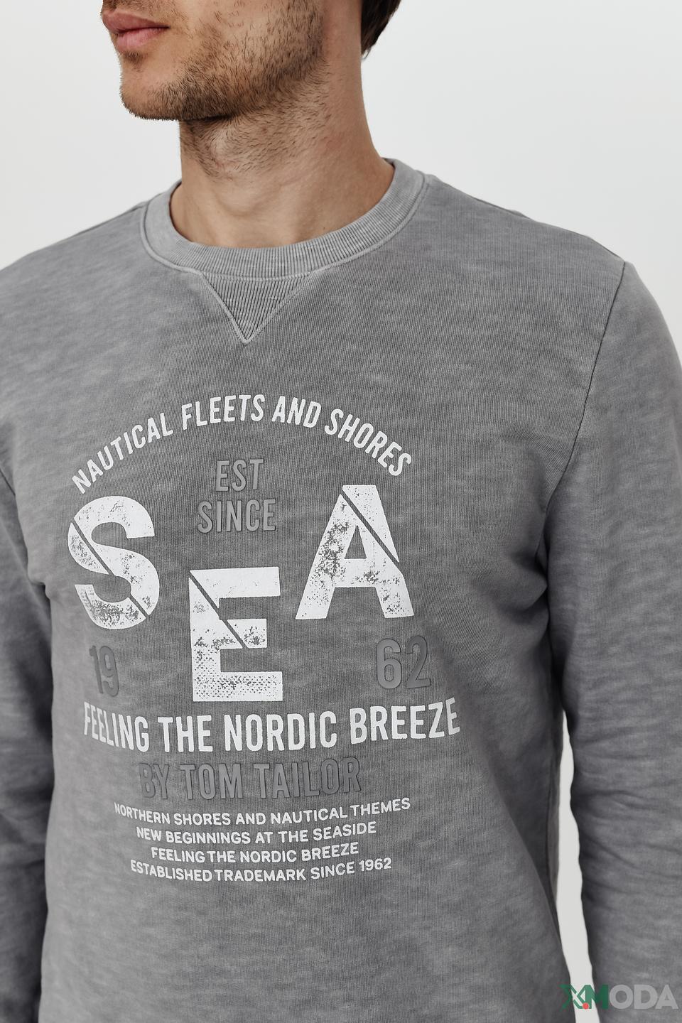 Джемпер Tom Tailor с принтом серый