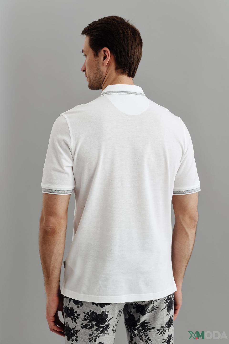 Поло Bugatti белый с серым