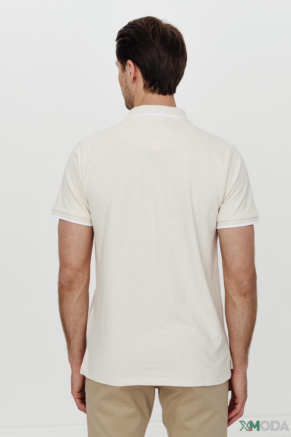 Поло Haze and Finn бежевое с кантом