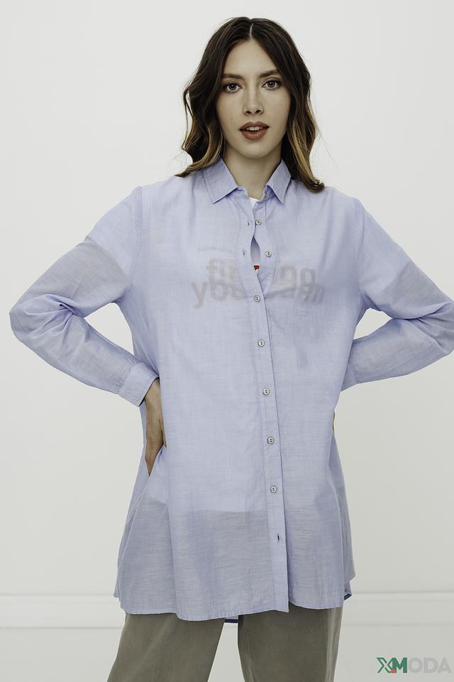 Рубашка Gaudi женская голубая с принтом