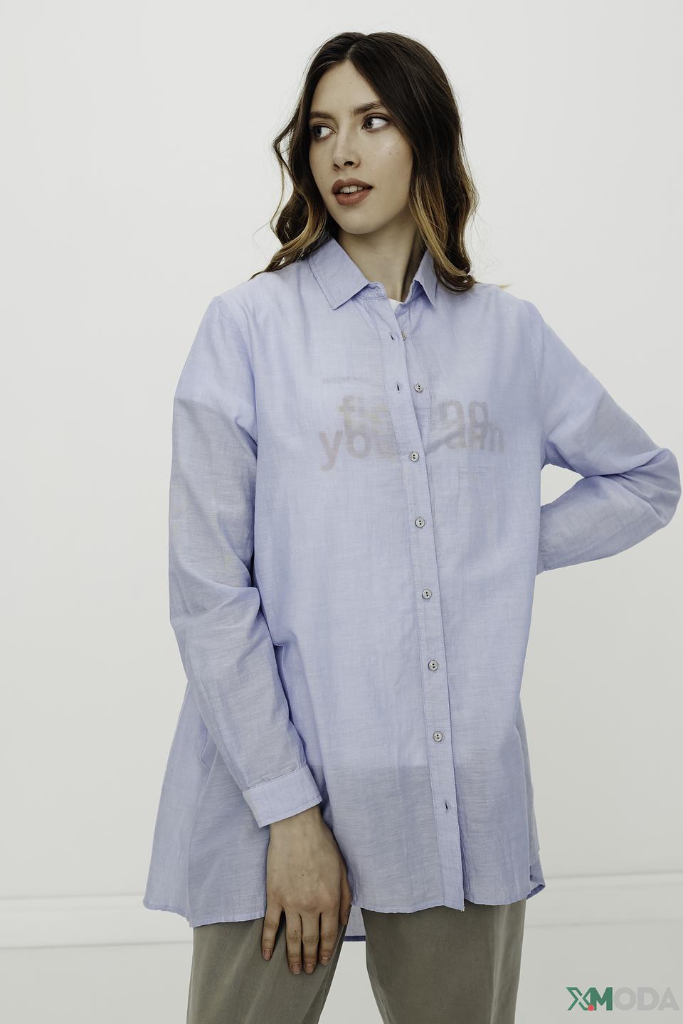 Рубашка Gaudi женская голубая с принтом