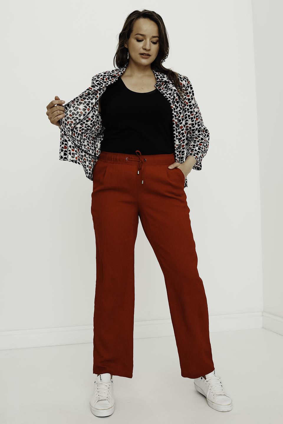 Брюки Lebek красные с поясом