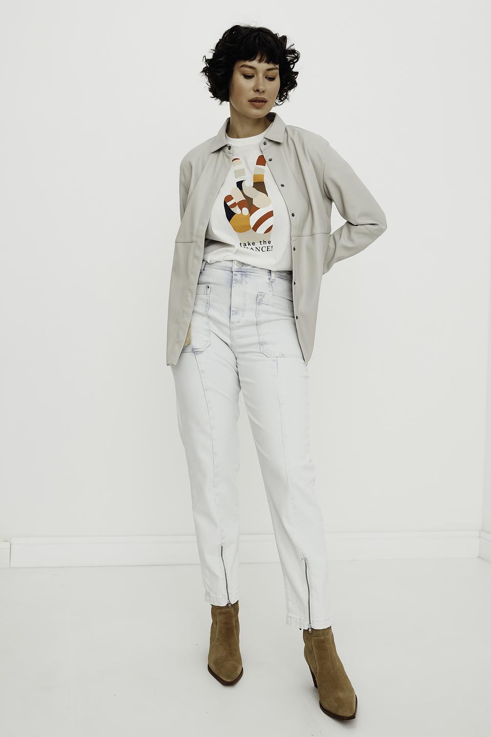 Рубашка Monari из экокожи бежевая