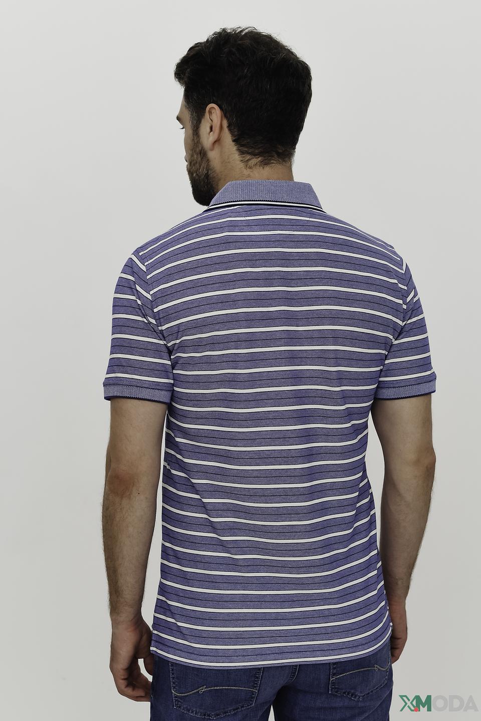 Поло Granchio в полоску синий