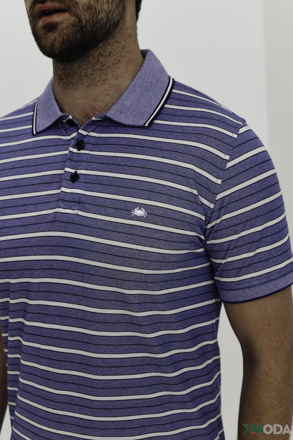 Поло Granchio в полоску синий