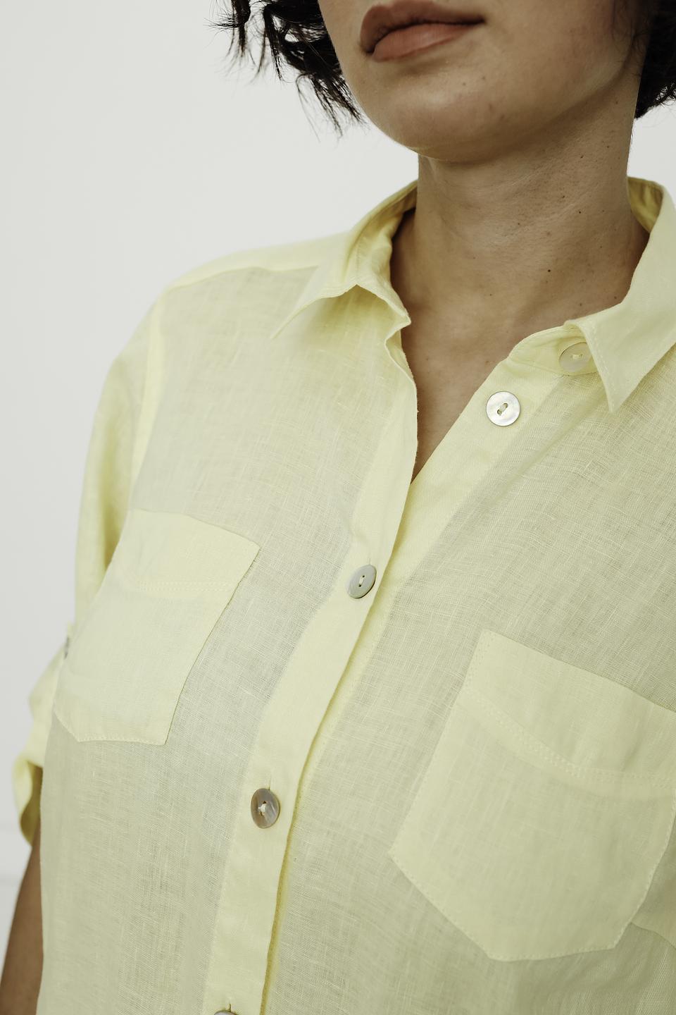 Платье Bianca льняное жёлтое