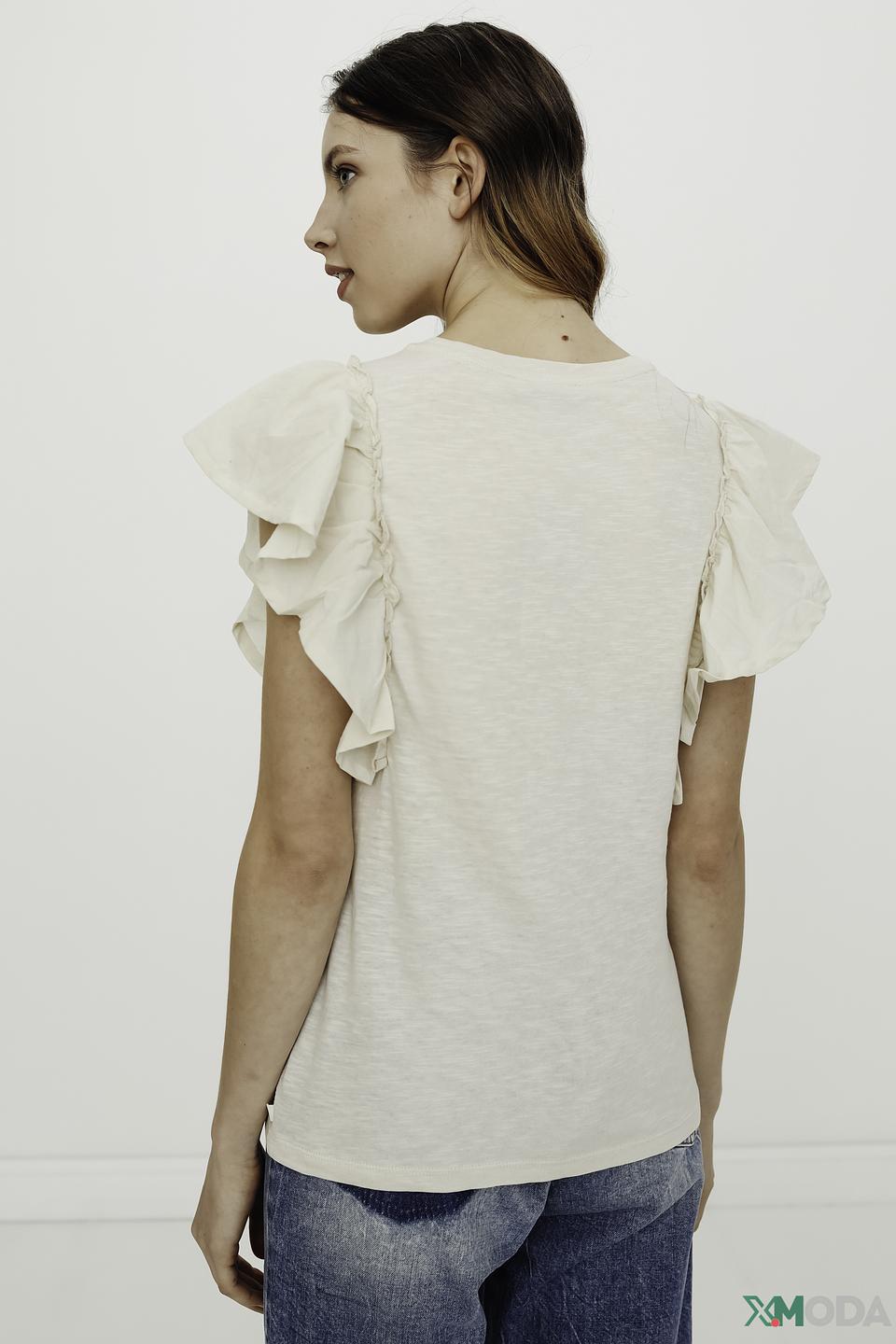 Блуза Tom Tailor с воланами бежевая