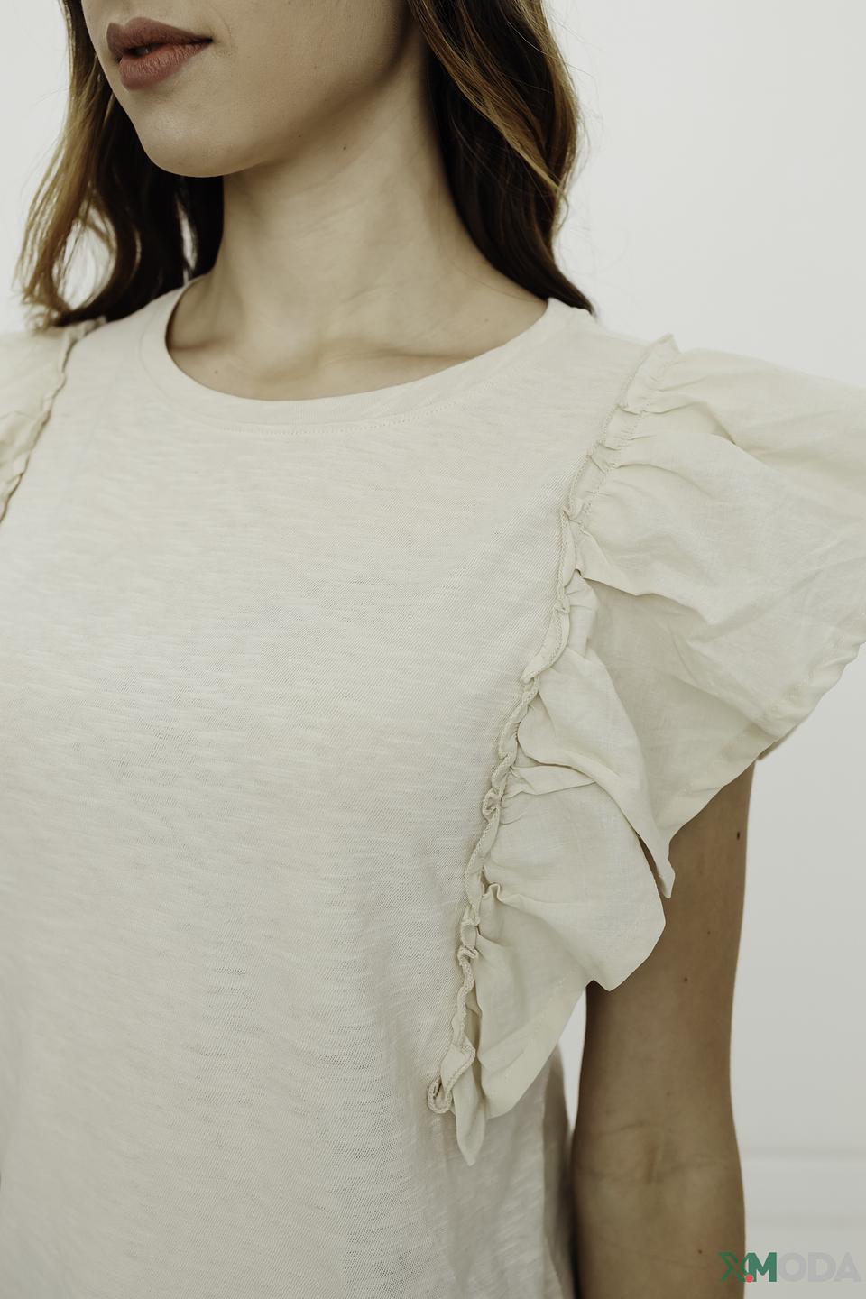 Блуза Tom Tailor с воланами бежевая