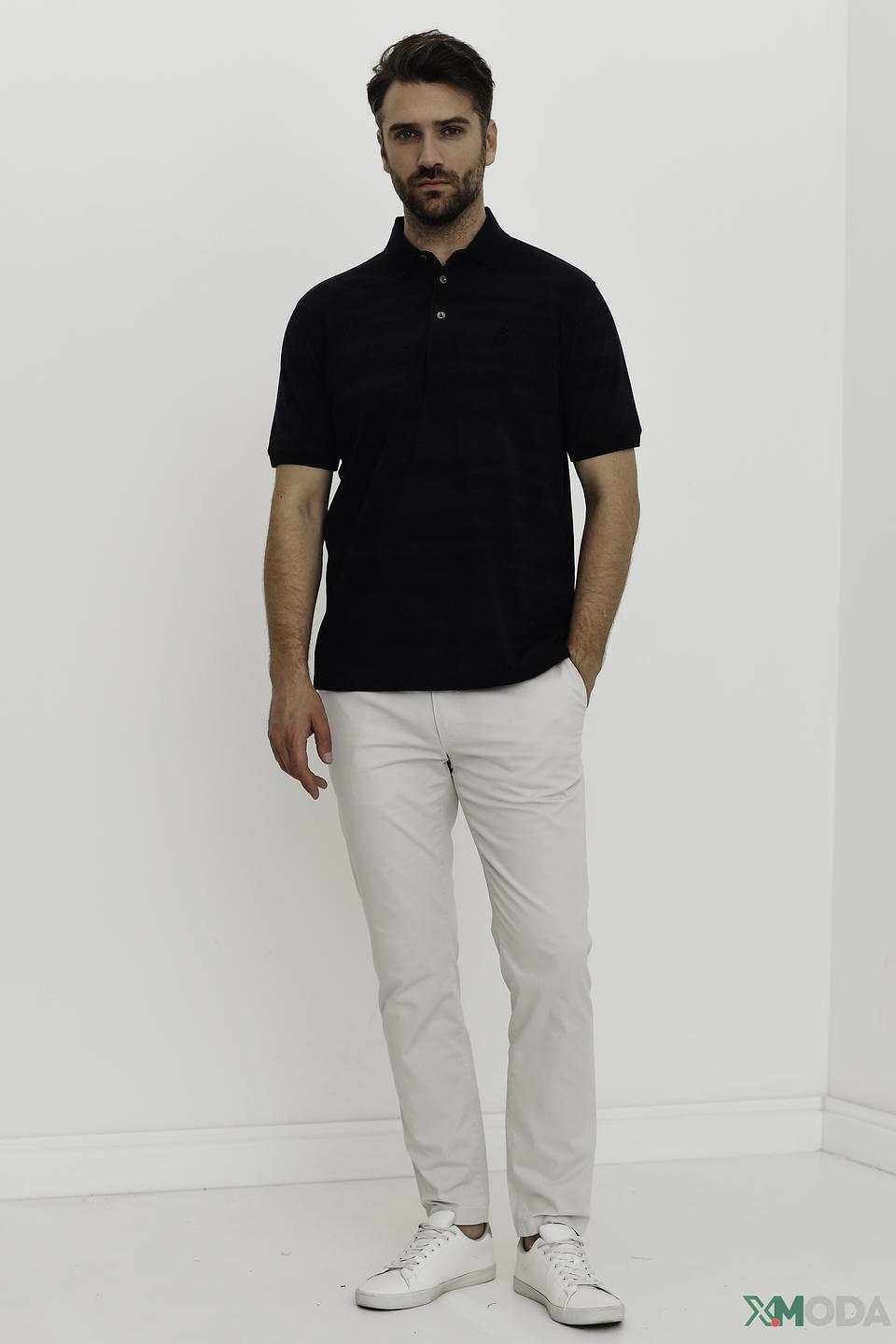 Поло Claudio Campione с узором чёрный