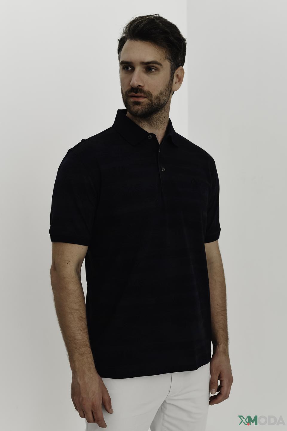 Поло Claudio Campione с узором чёрный