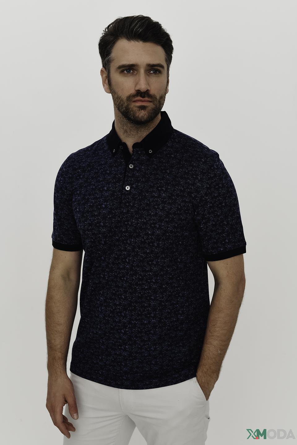 Поло Bugatti с узором синий