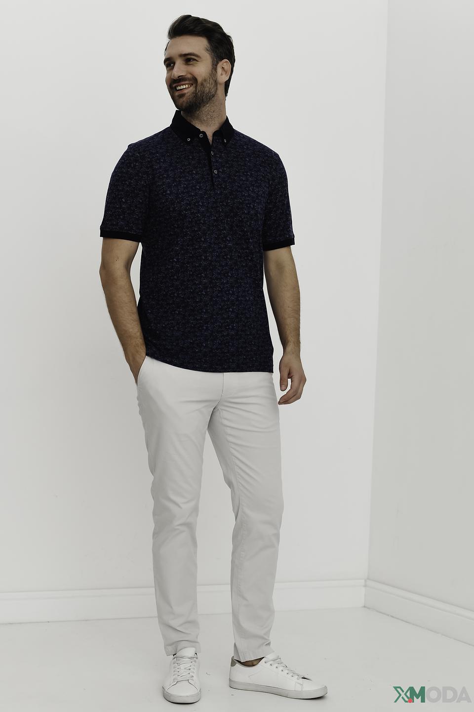 Поло Bugatti с узором синий