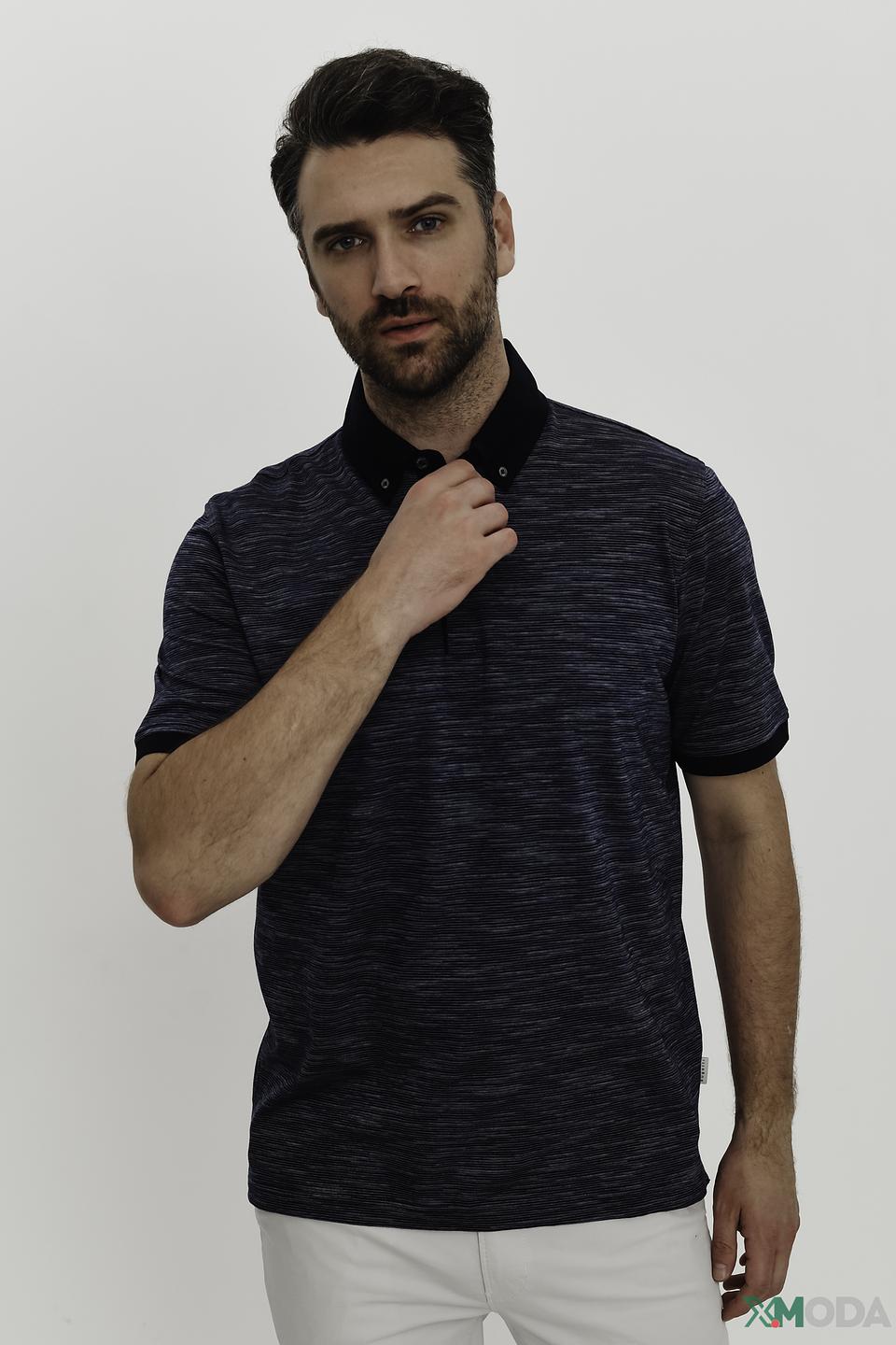 Поло Bugatti мужское, тёмно-синее