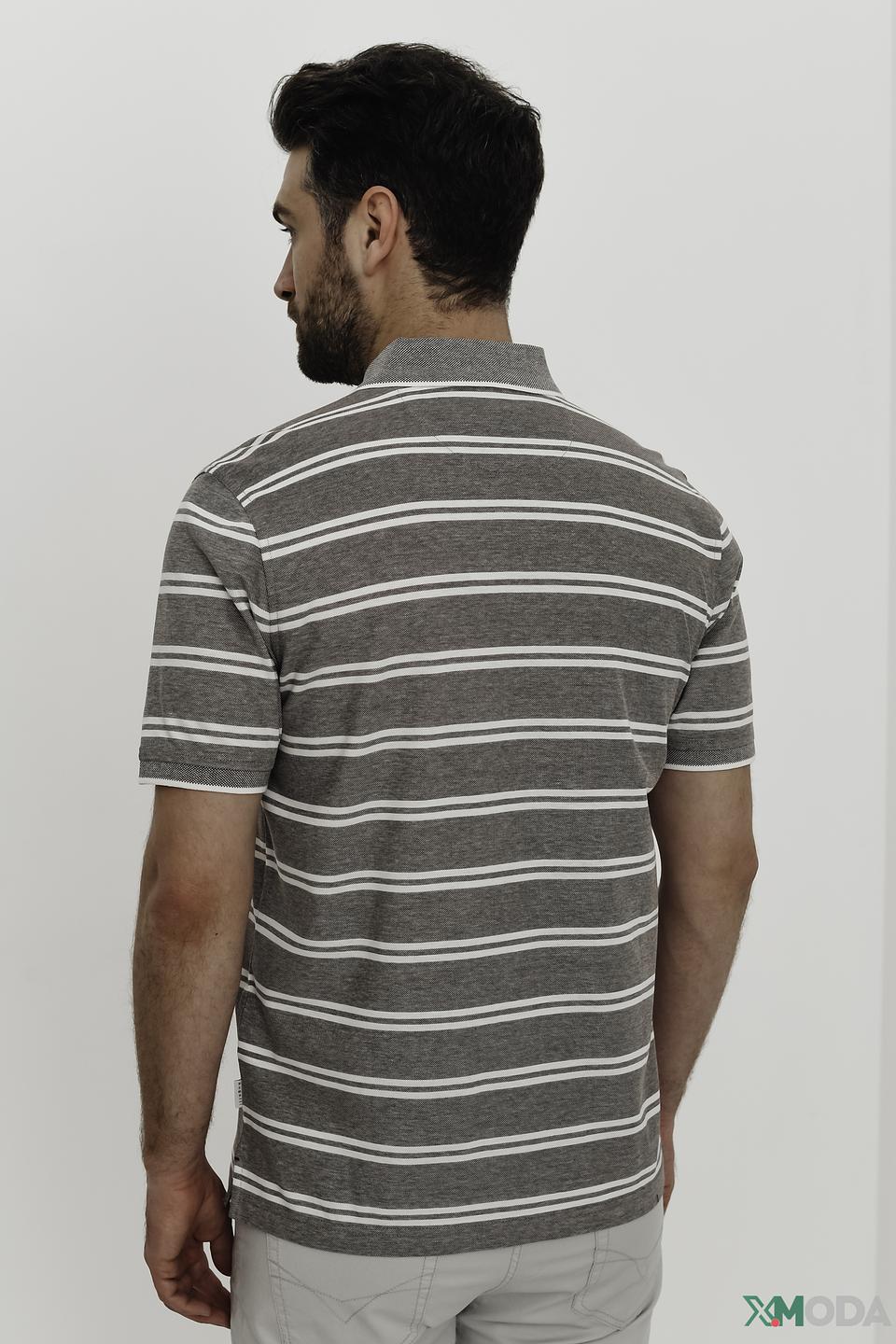 Поло Bugatti в полоску серый