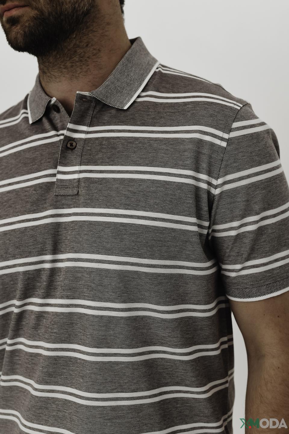 Поло Bugatti в полоску серый