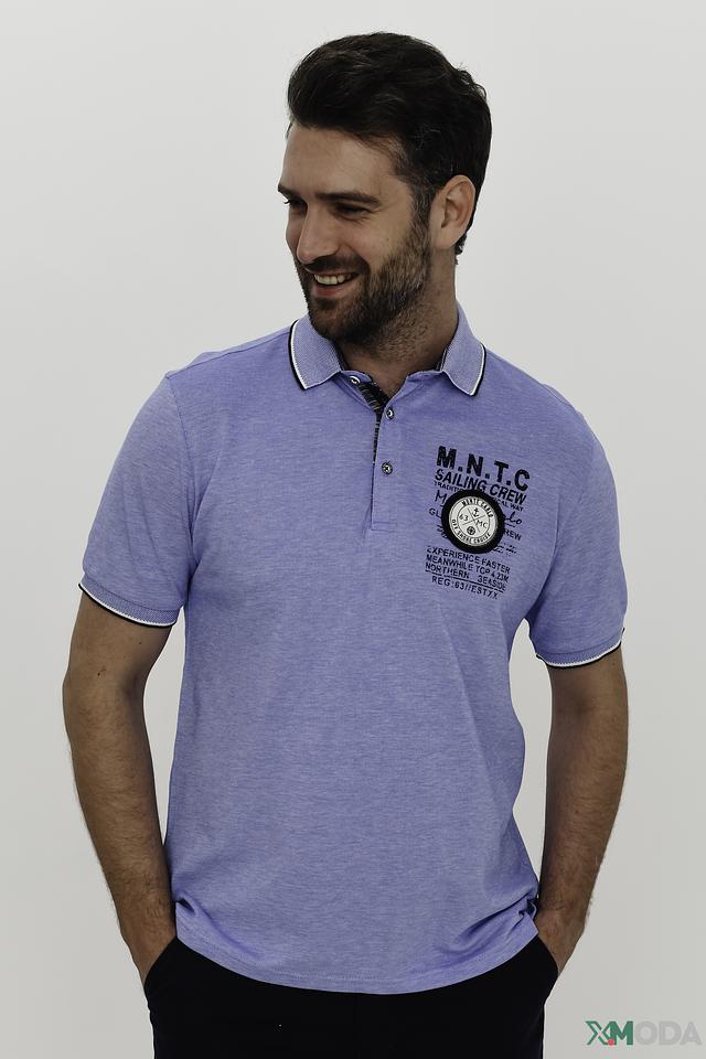 Поло Monte Carlo с логотипом голубое