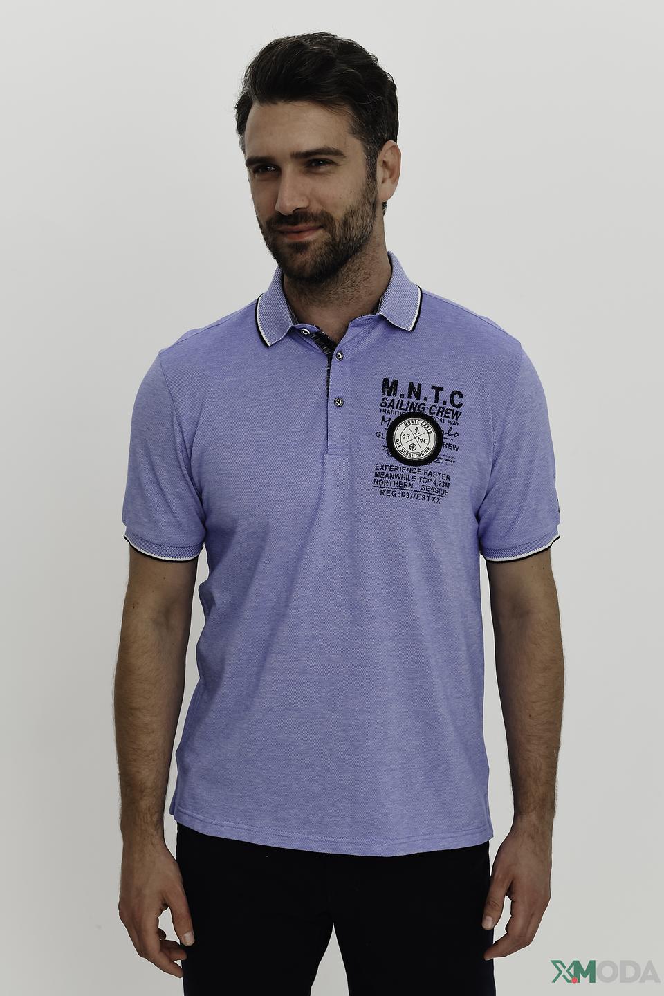 Поло Monte Carlo с логотипом голубое