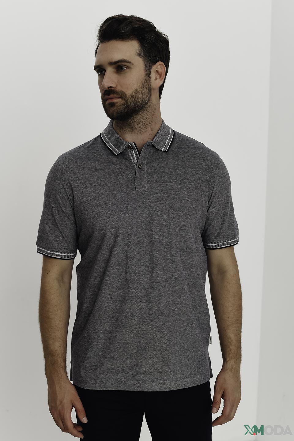 Поло Bugatti мужское серое меланж