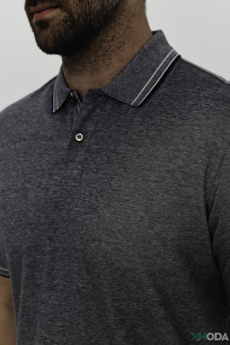 Поло Bugatti мужское серое меланж