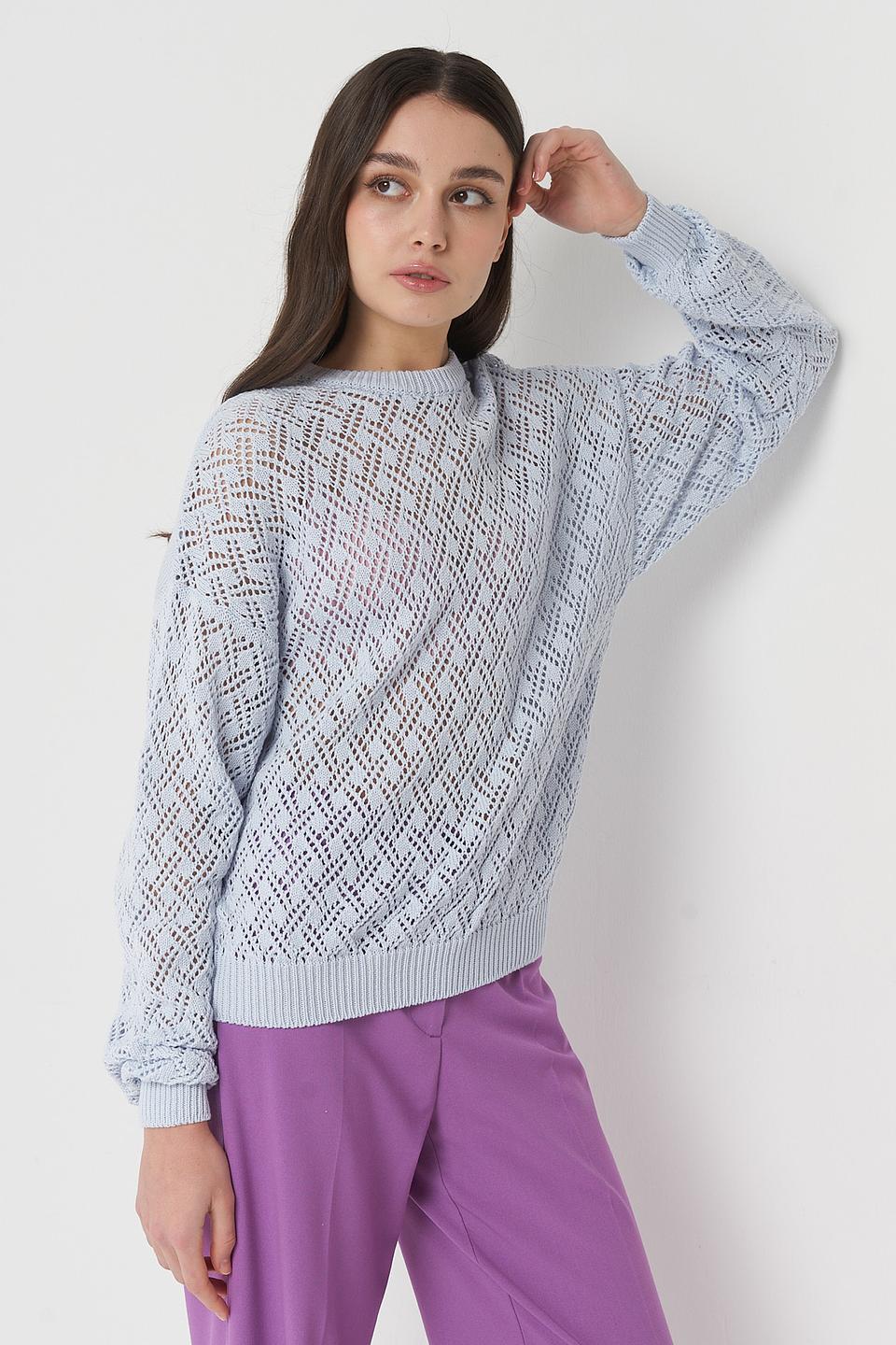 Джемпер VAY ажурный голубой