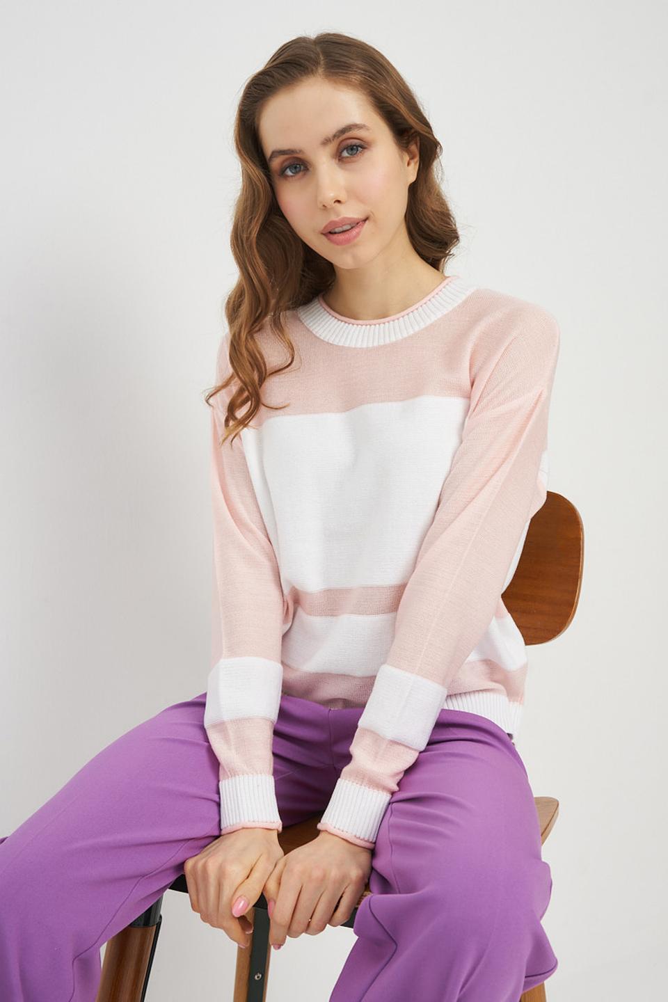 Джемпер VAY с полосками розовый