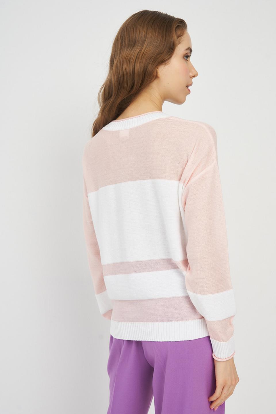 Джемпер VAY с полосками розовый