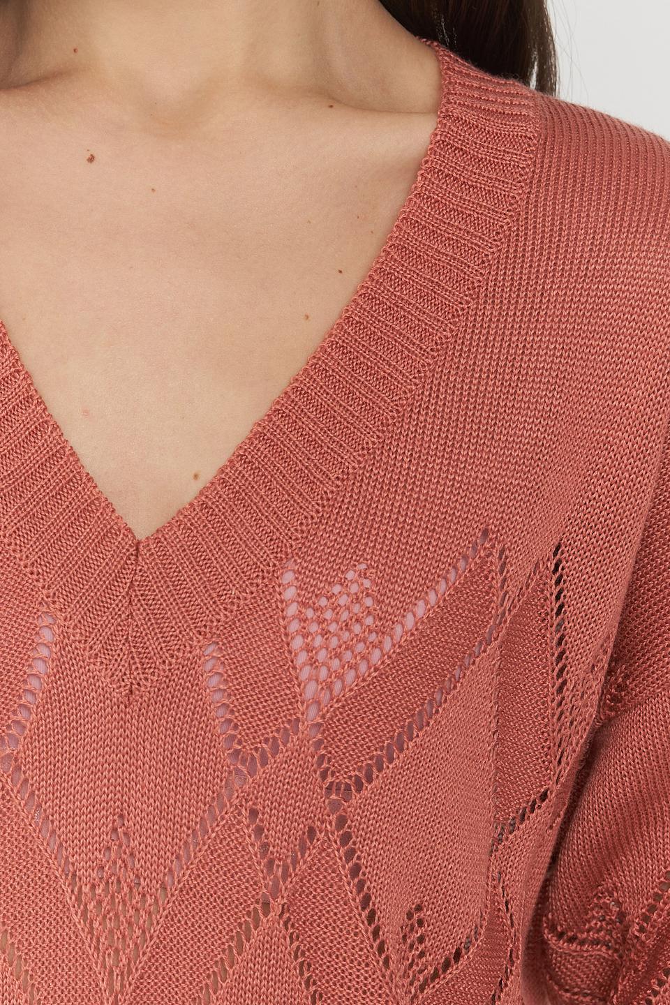 Джемпер VAY с ромбами розовый