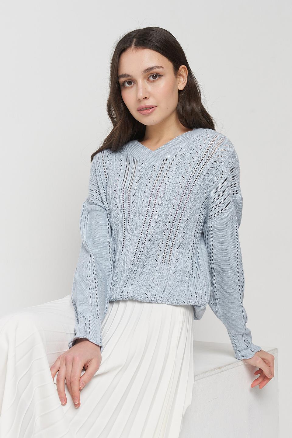 Джемпер VAY с косами голубой