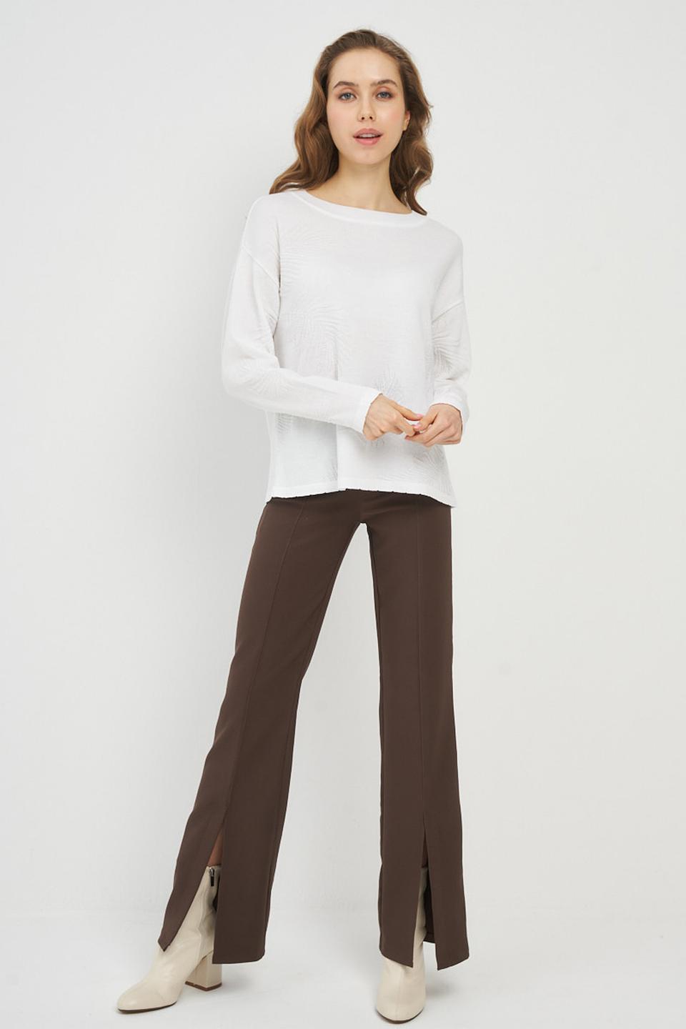 Джемпер VAY с листьями белый