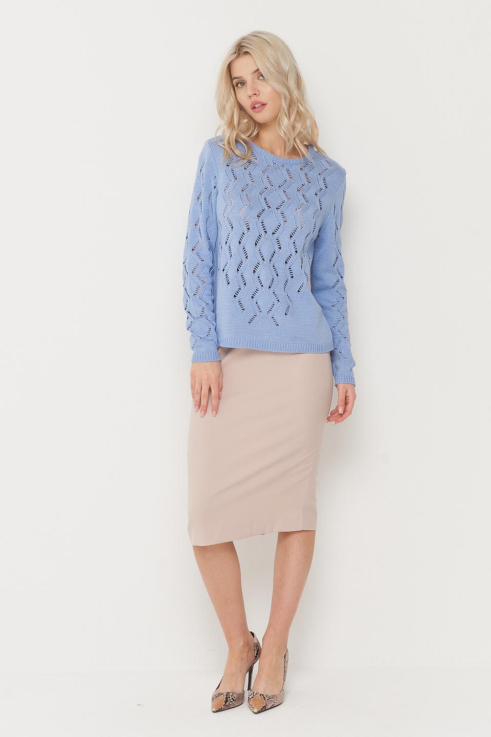 Джемпер BE YOU с ажурным узором голубой
