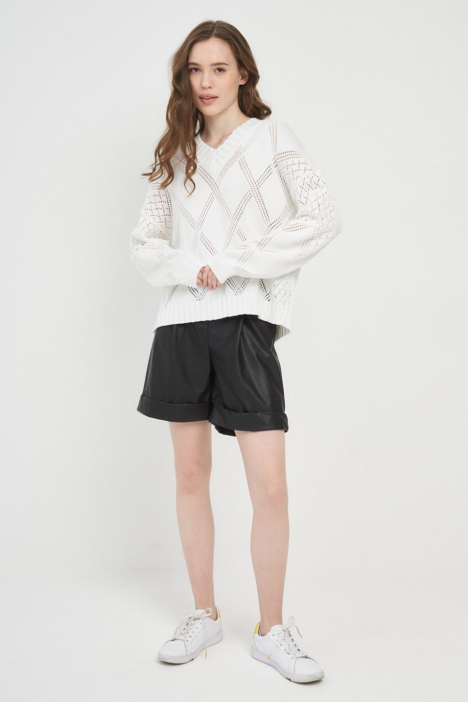 Джемпер BE YOU, белый, ажурный