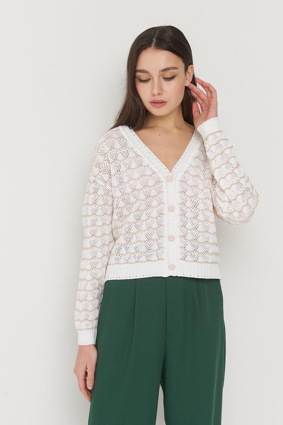 Кардиган VAY ажурный белый