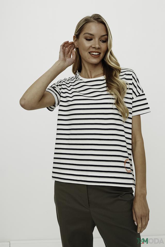 Футболка Comma в полоску белая