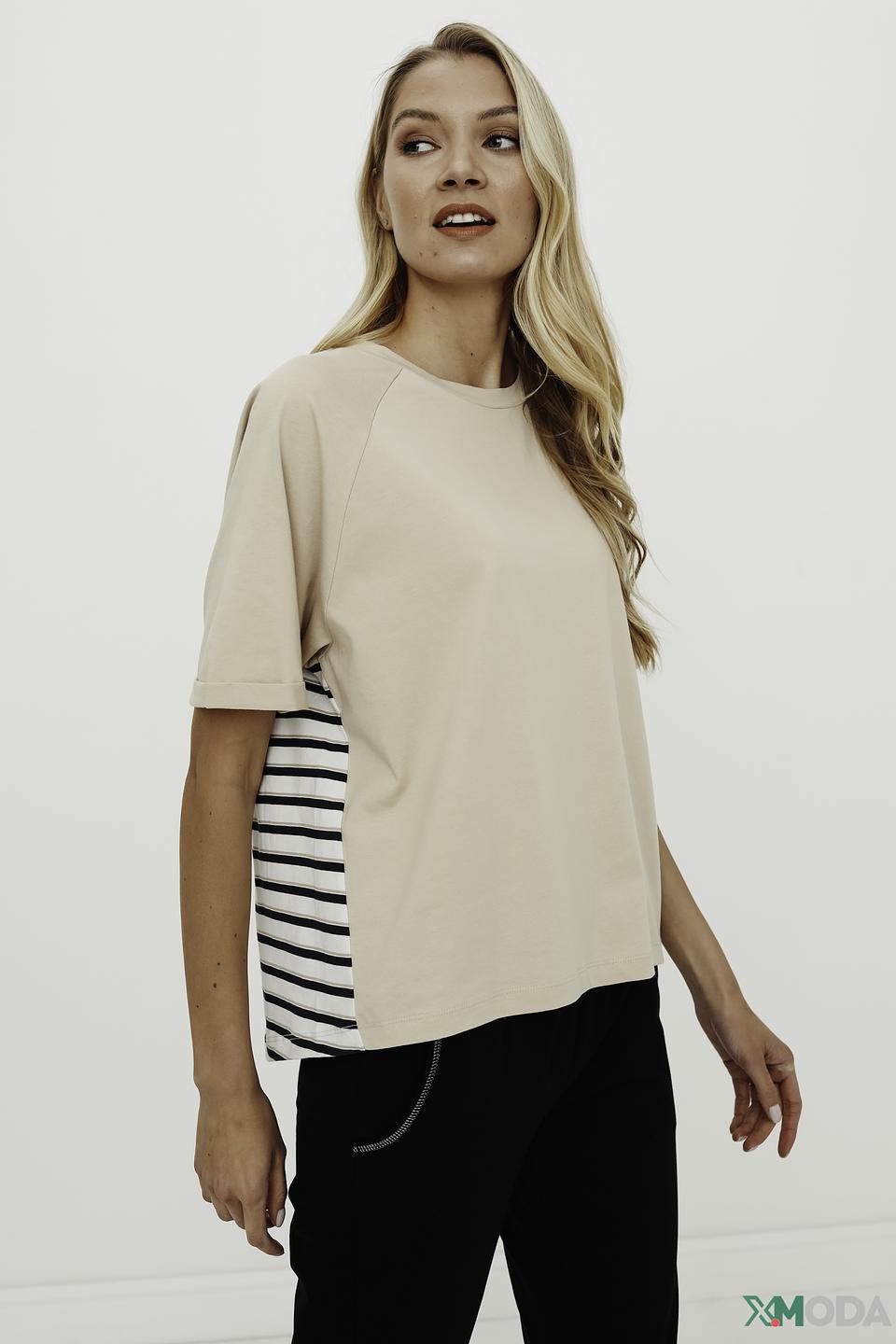 Блуза Comma с полоской бежевая