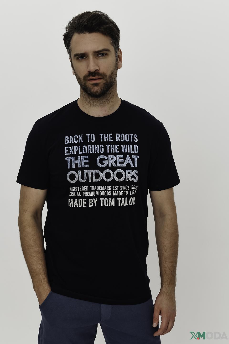 Футболка Tom Tailor с принтом чёрная