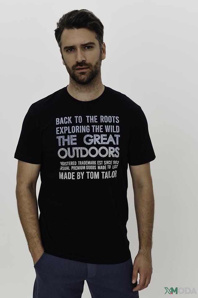 Футболка Tom Tailor с принтом чёрная