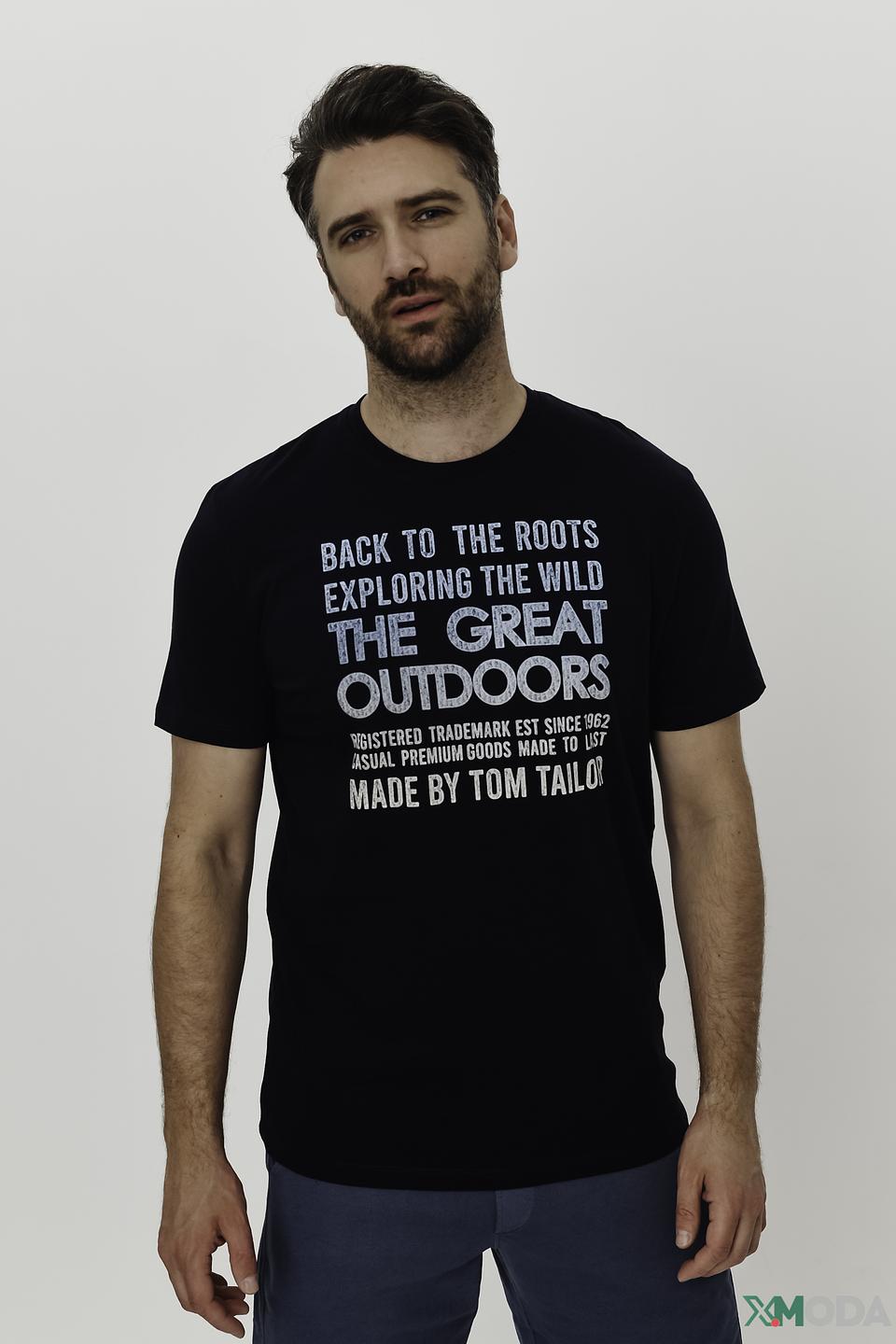 Футболка Tom Tailor с принтом чёрная