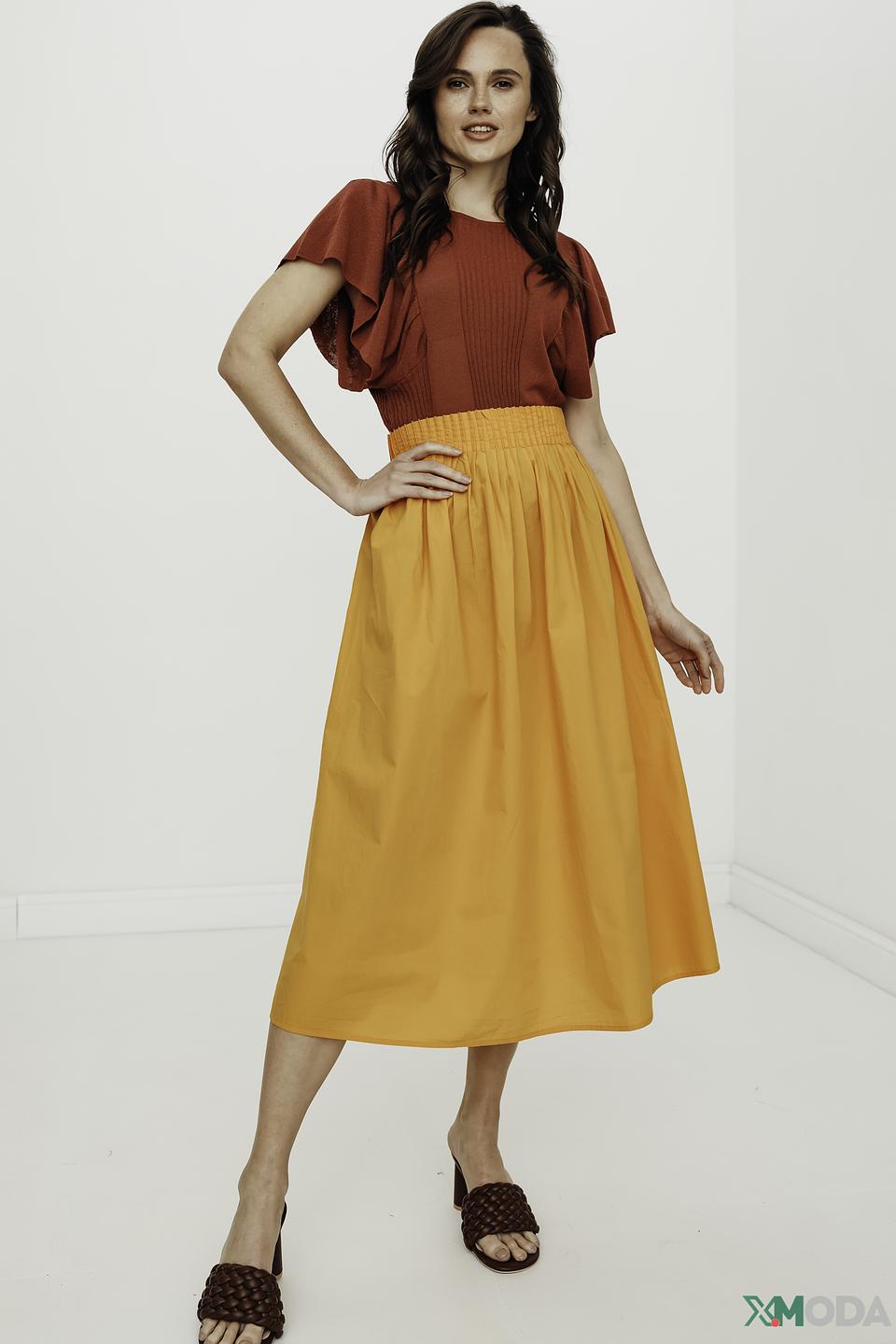 Джемпер Manila Grace терракотовый с воланами