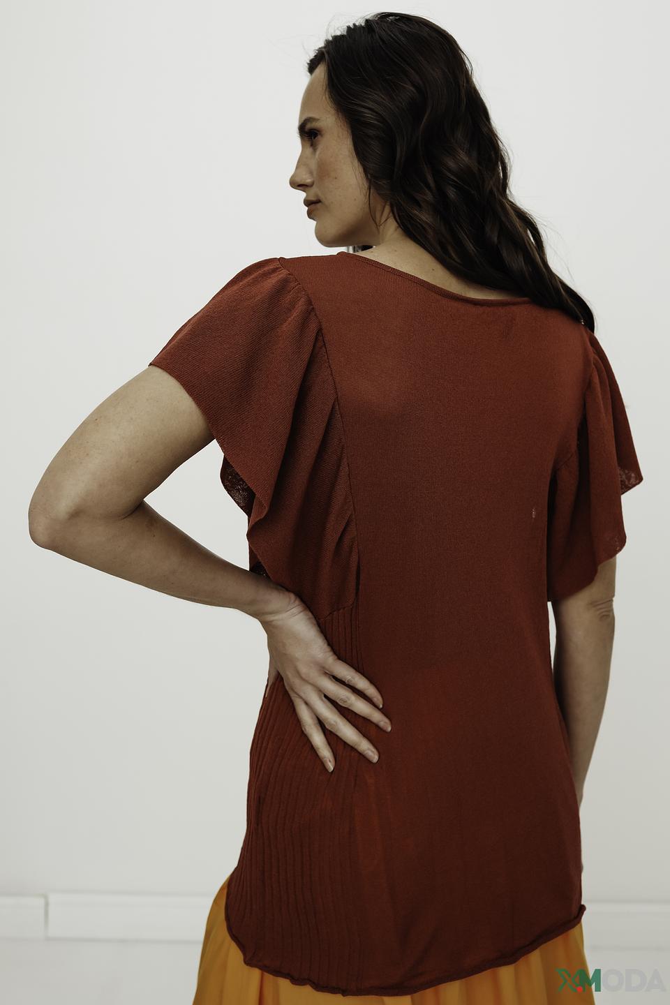 Джемпер Manila Grace терракотовый с воланами